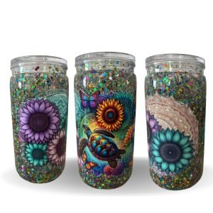 Turtle Mandala glitter snow globe