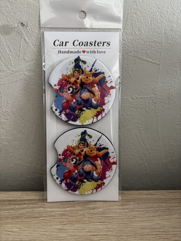 Colourful Pooh Car Coasters
