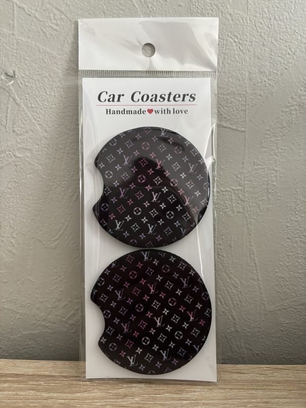 Black & Colourful LV Car Coasters