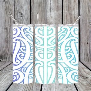 Maori-Inspired Blue Stainless Steel Tumbler