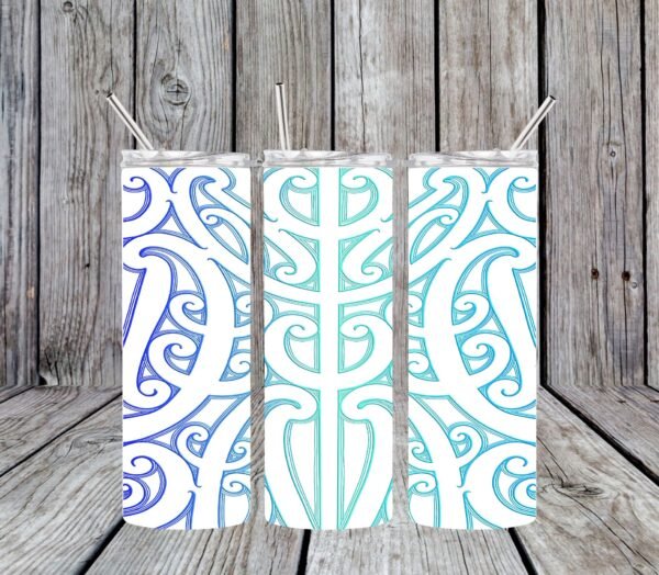 Maori-Inspired Blue Stainless Steel Tumbler