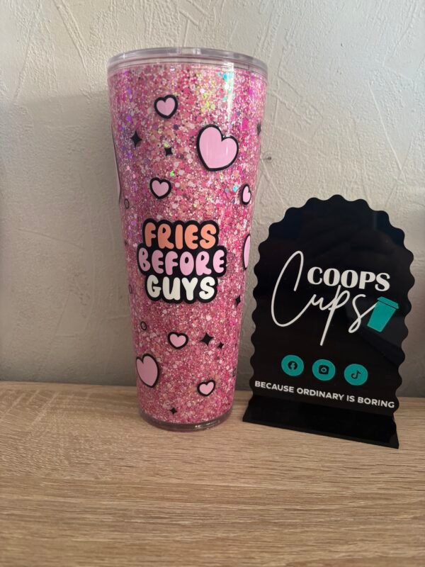 Fries before guys snow globe tumbler